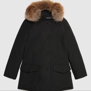 Woolrich Arctic Parka with removable raccoon fur.